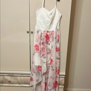 Lily Rose White and Pink Floral Kids Dress-short in front long in back